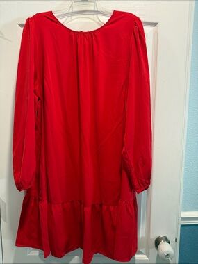 Ava & Viv Red Long Sleeve Ruffle-Hem Dress